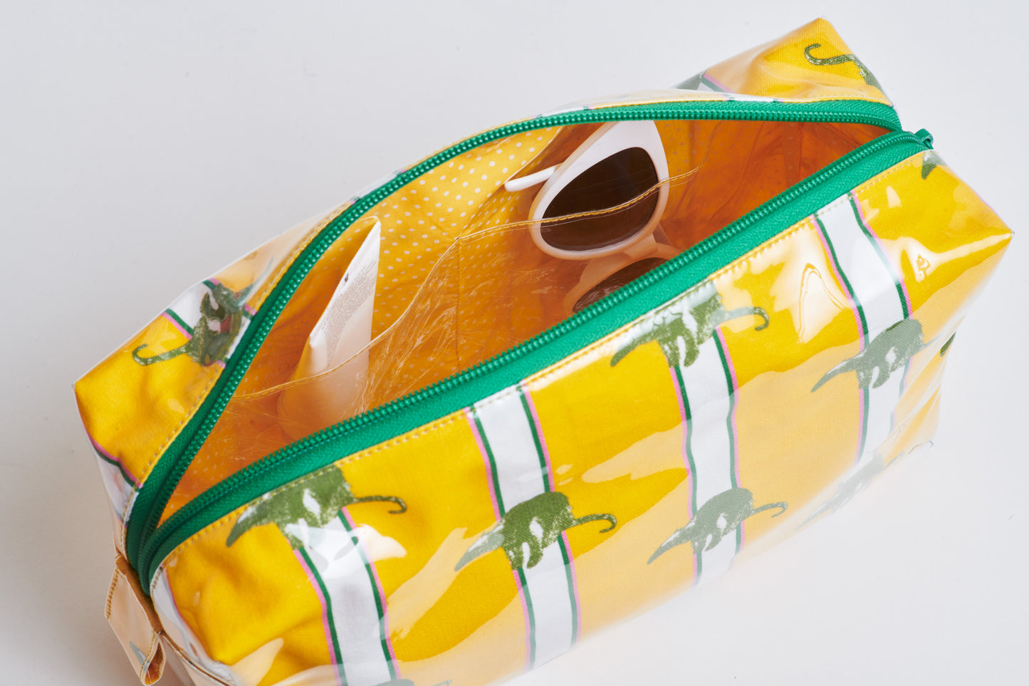 Striped Makeup Bag - Yellow