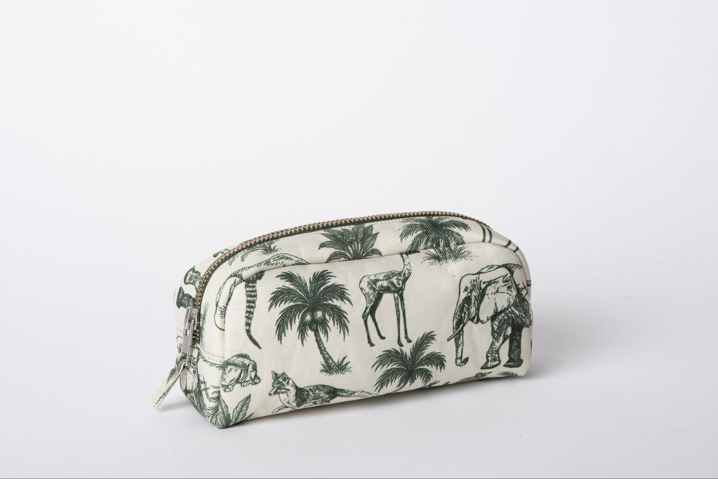 Poly Makeup Bag - Green & White Toile