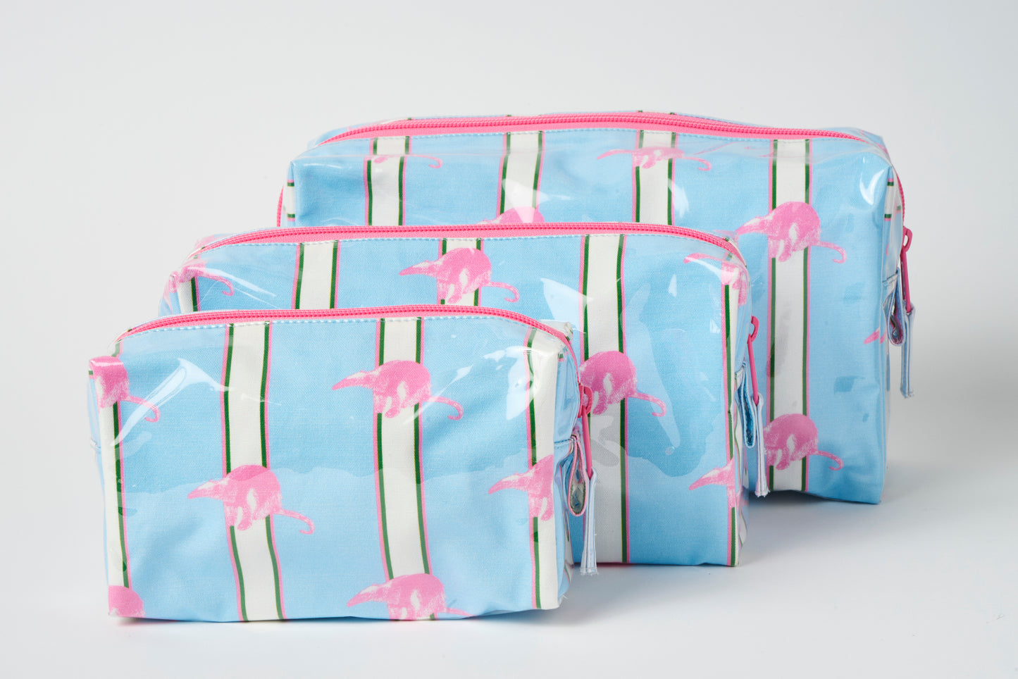 Striped Makeup Bag - Blue