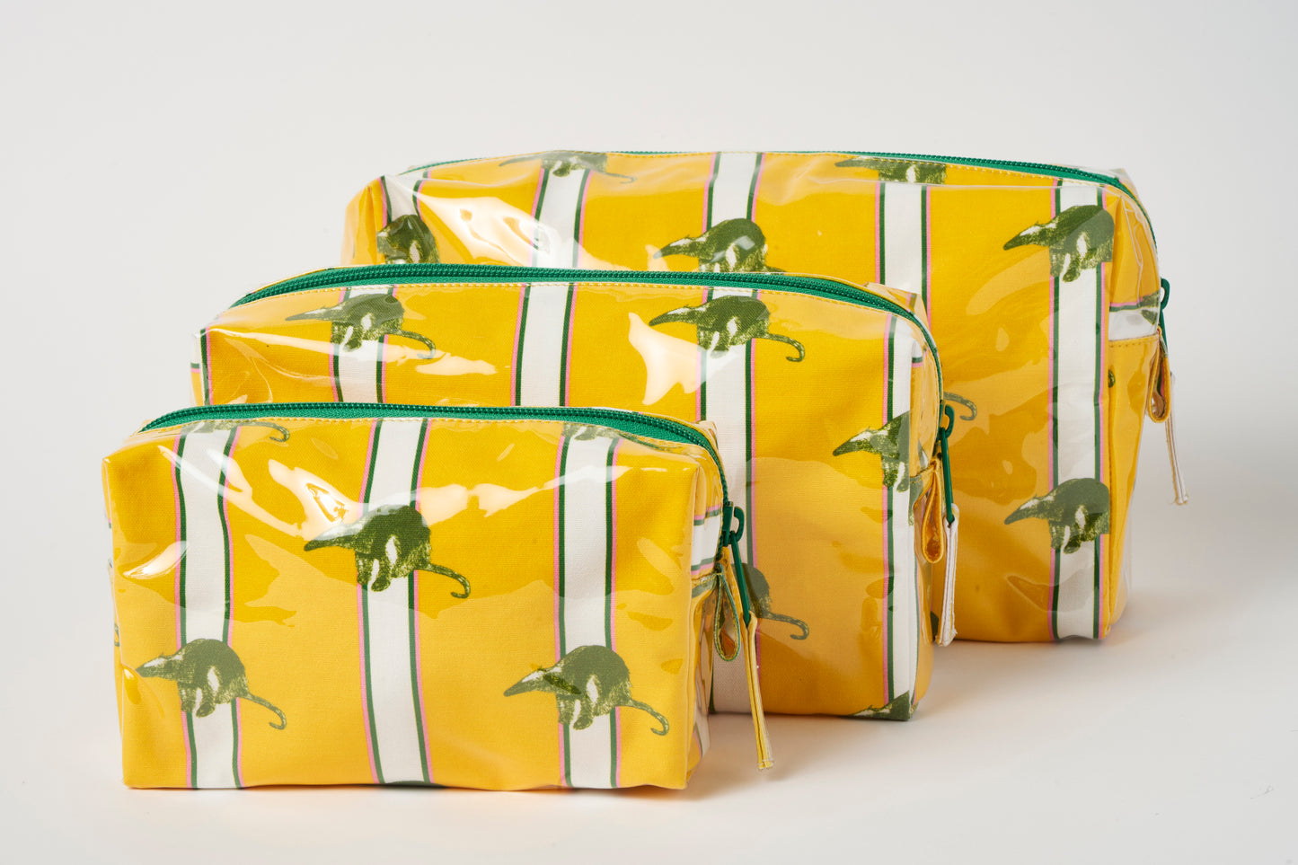Striped Makeup Bag - Yellow