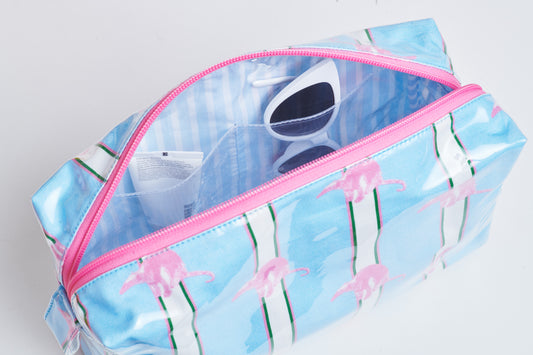 Striped Makeup Bag - Blue