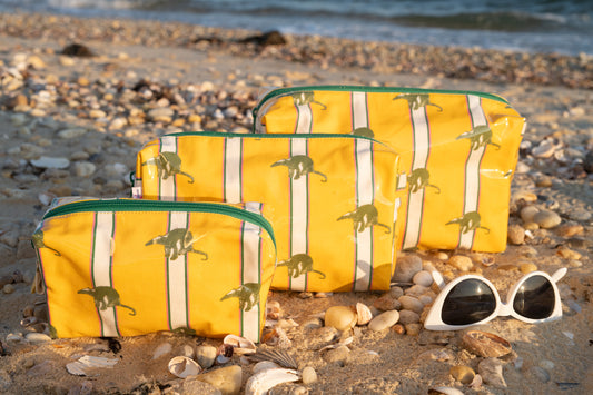 Striped Makeup Bag - Yellow