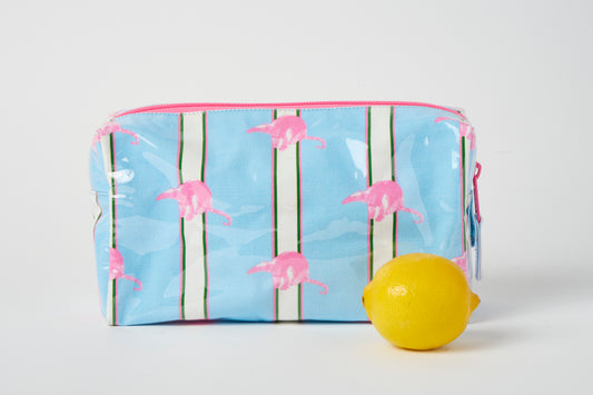 Striped Makeup Bag - Blue