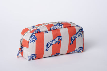 Poly Makeup Bag - Horse Orange Stripe
