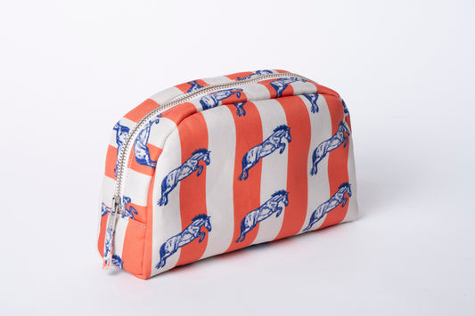 Poly Makeup Bag - Horse Orange Stripe