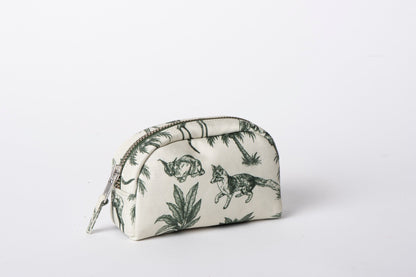 Poly Makeup Bag - Green & White Toile