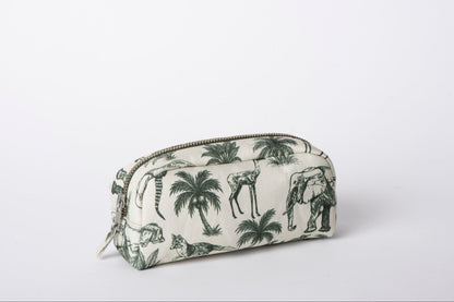 Poly Makeup Bag - Green & White Toile