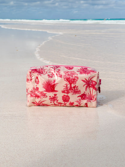 Toile Makeup Bag - Pink/Red