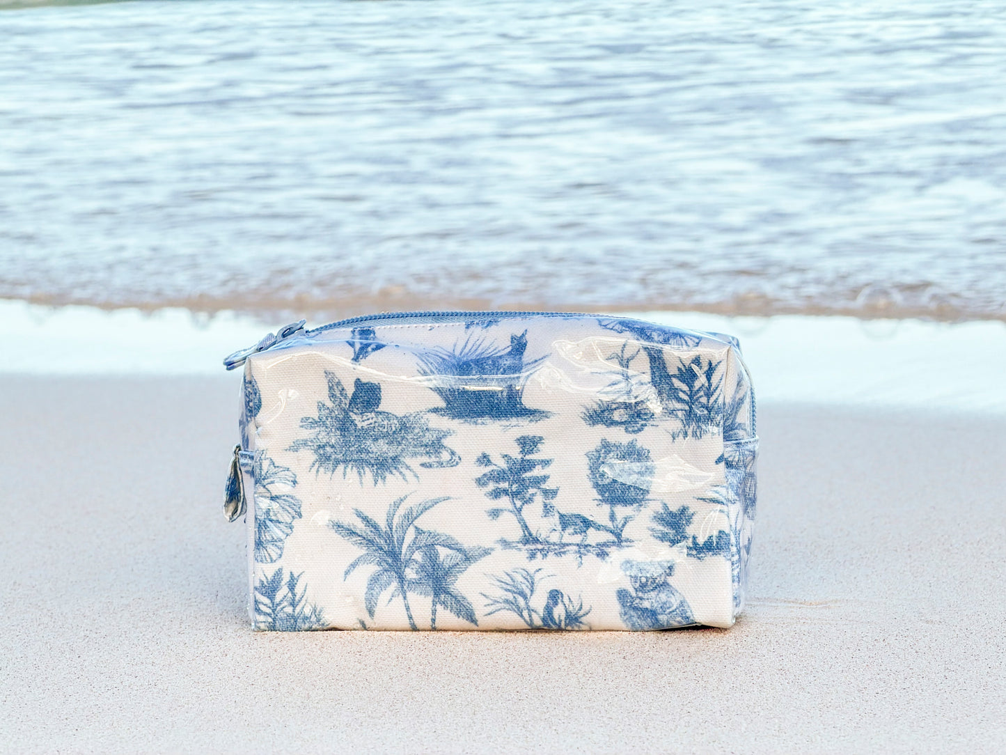 Toile Makeup Bag - Pale Blue/White