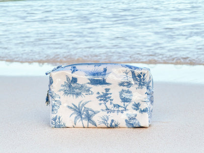 Toile Makeup Bag - Pale Blue/White