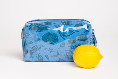 Ocean Toile Makeup Bag - Blue/Dark Blue