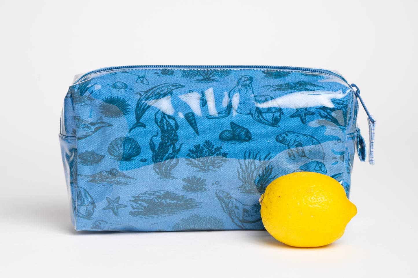 Ocean Toile Makeup Bag - Blue/Dark Blue