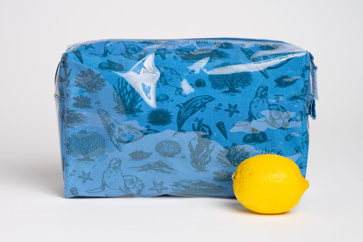 Ocean Toile Makeup Bag - Blue/Dark Blue