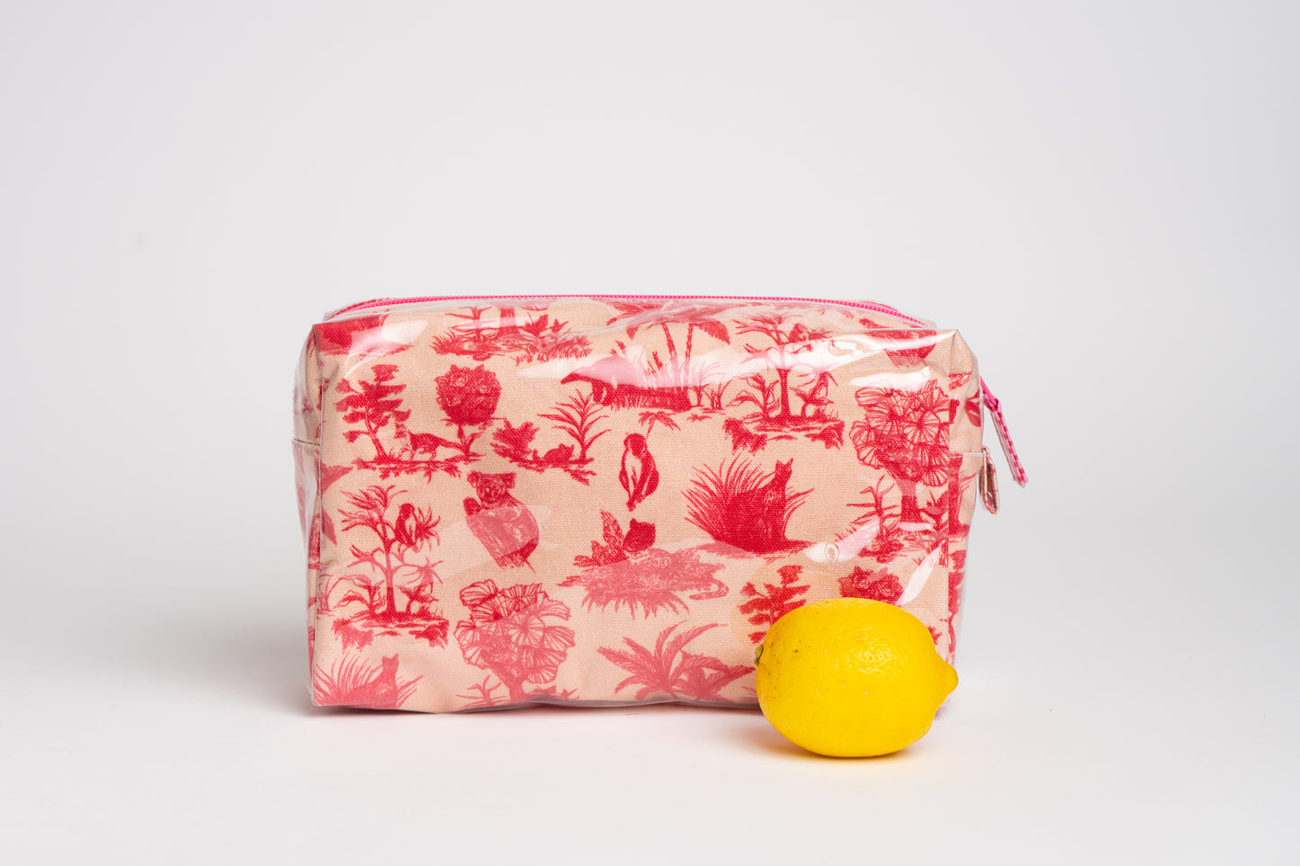 Toile Makeup Bag - Pink/Red