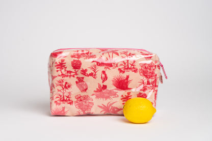 Toile Makeup Bag - Pink/Red