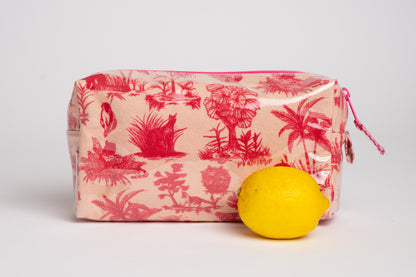 Toile Makeup Bag - Pink/Red