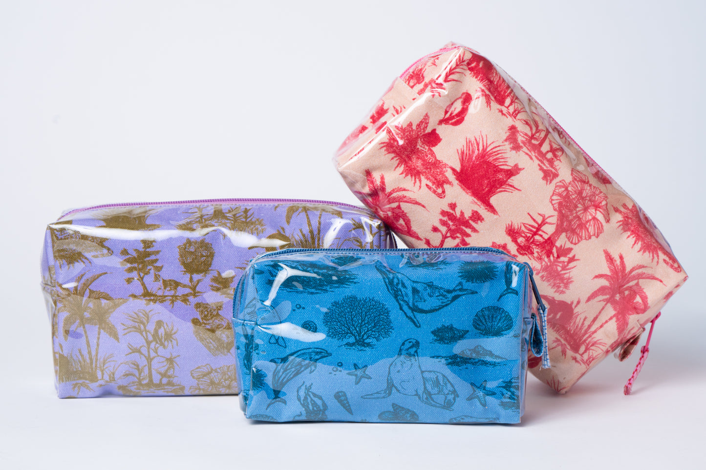 Toile Makeup Bag - Pink/Red