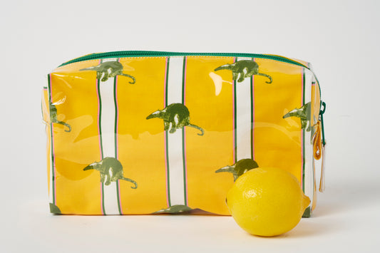 Striped Makeup Bag - Yellow